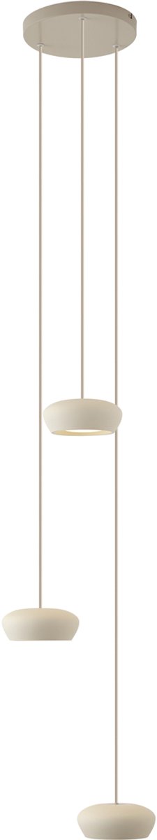 Qazqa moderne hanglamp - Concerto - beige, rond, 3-lichts, 23cm, ideaal als woonkamer lamp