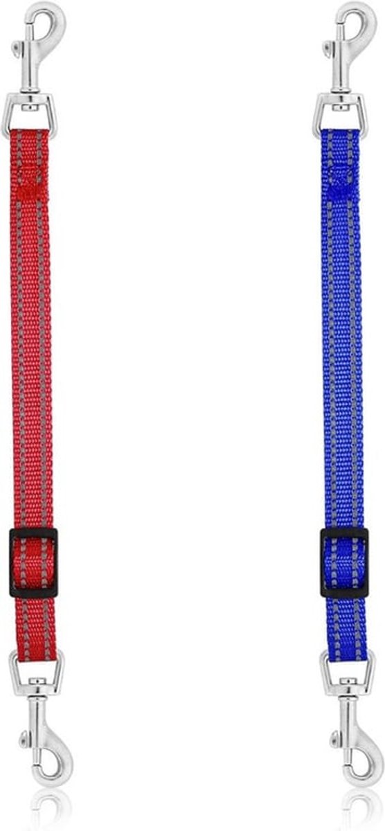 Hondenhalsbandclips - 2 stuks reflecterende nylon clip voor puppy's - back-up-halsband - verstelbare veiligheidsconnector voor honden - veiligheidsclips voor puppy's (rood, blauw)