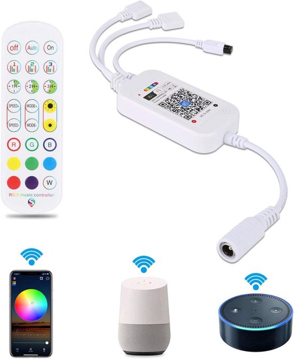 Slimme WiFi RGB-LED-stripcontroller met afstandsbediening en appbediening