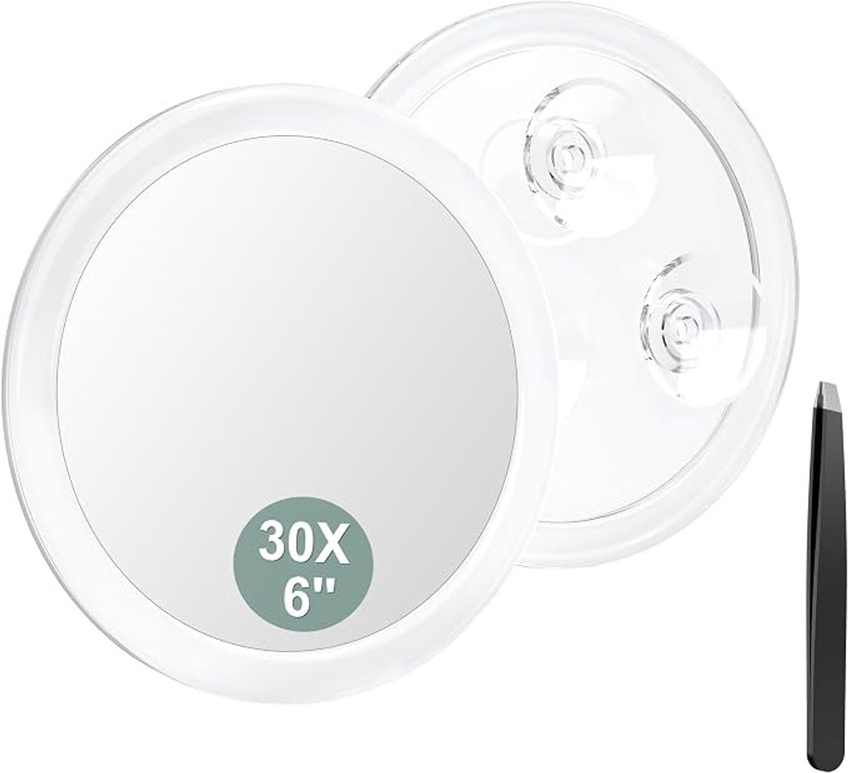 Zelora 30x Vergrotingsspiegel 15 cm met 3 Zuignappen - Make-upspiegel voor Badkamer en Reizen