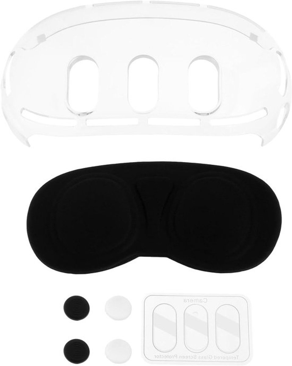 VR Bril - Beschermhoes - Transparant - Lenskap - Gehard Glas - Joystick Caps - Vervanging - Meta Quest 3 - Zwart Blauw Rood