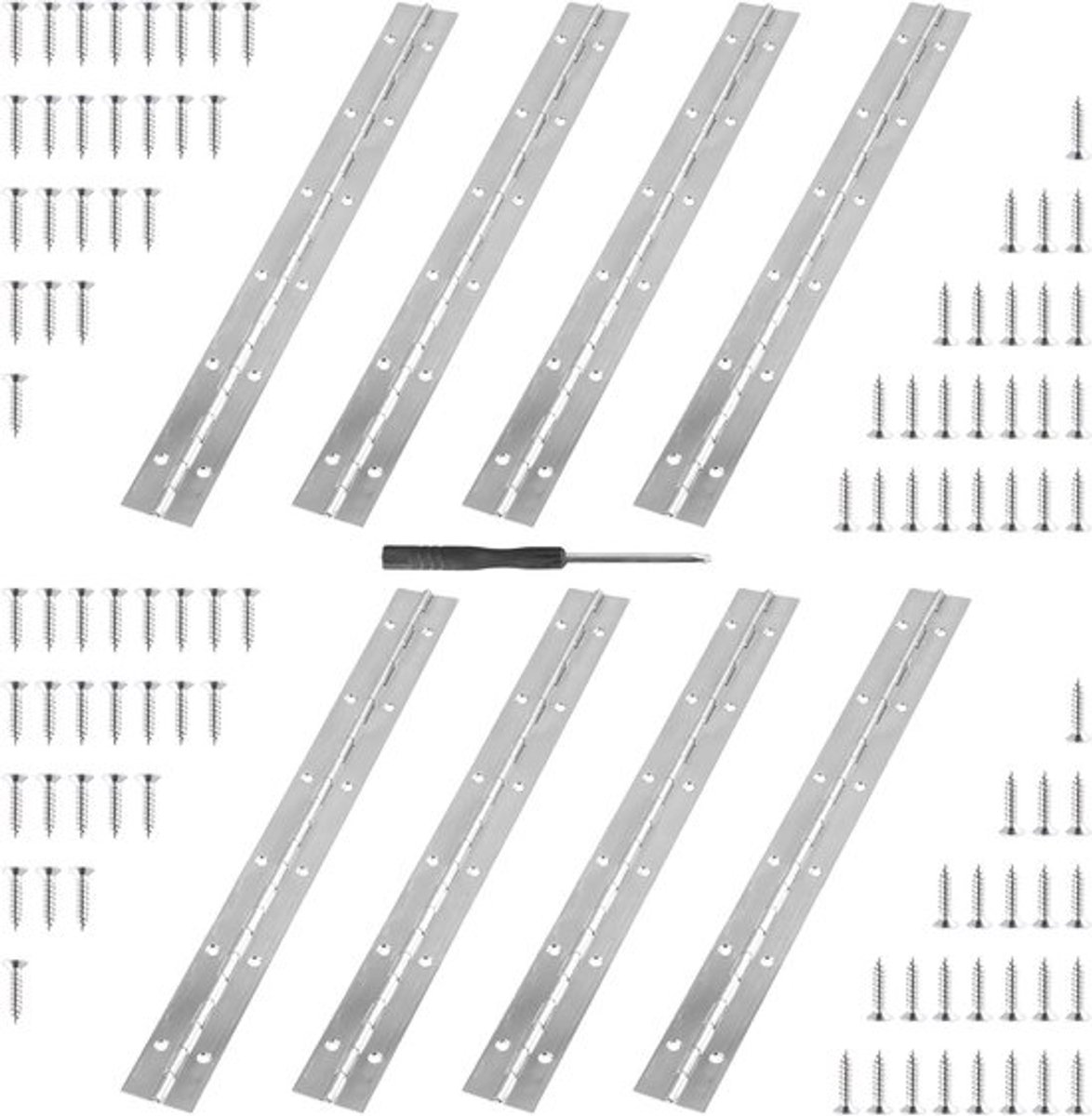 8 Stuks 12 Inch Piano Scharnieren, Robuuste RVS Scharnieren met 96 Schroeven voor Hout, Kastdeuren en Vensters