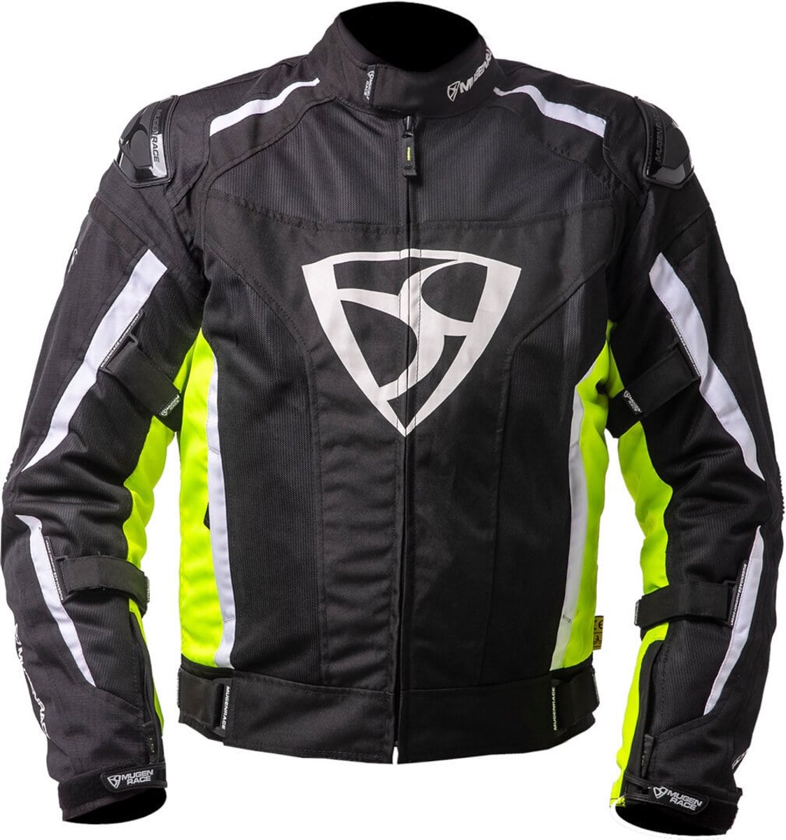 MUGENRACE Diavolo-1 Zwart Wit Fluo Gele Waterdichte Textieljas - Jas