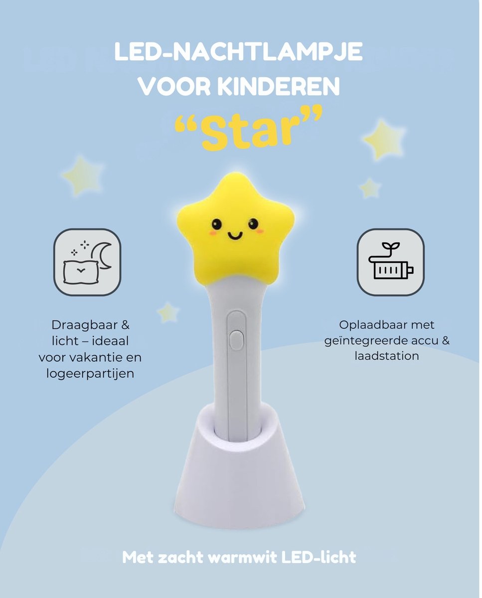 Ster zaklamp en nachtlampje 2-in-1 – een vertrouwd lichtje voor onderweg en bij het slapengaan