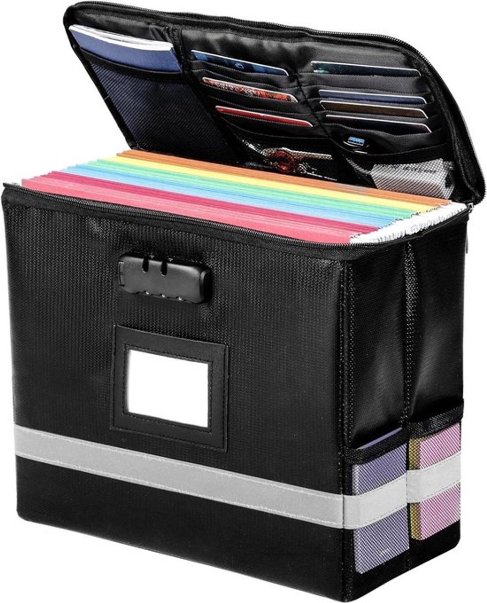 - Brandwerende documentenkluis met sleutelslot - Brandveilige opbergbox voor A4 papieren en pasjes - Brandbestendige tas voor belangrijke documenten.