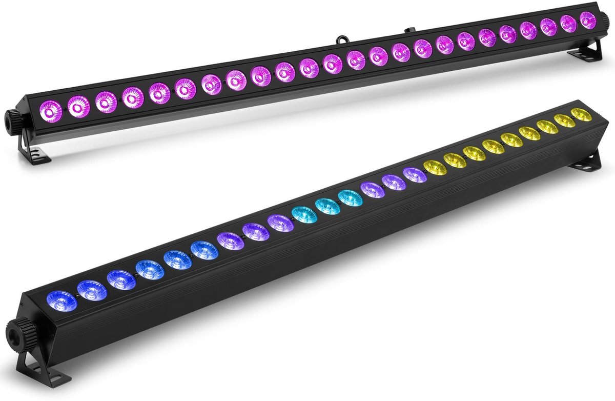 BeamZ BBB244 set van 2 LED bars - Oplaadbare accu’s - 8 bestuurbare secties - 24 x 4W RGBW LED’s