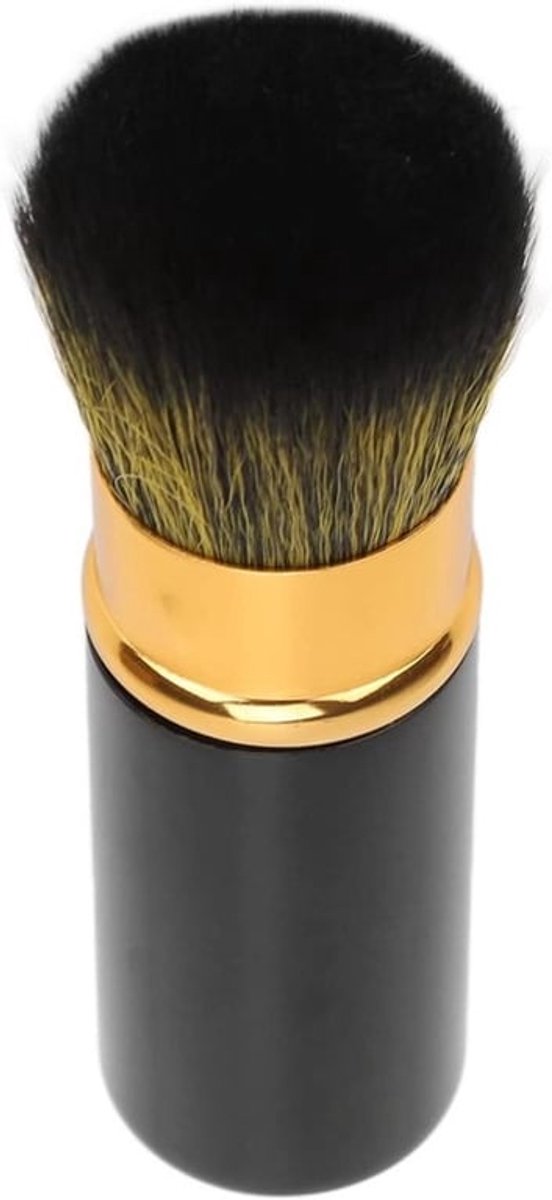 Uitklapbare Kabuki-borstel voor Make-up - Draagbare Make-upborstels - Blushborstel - Contourborstel - Poederborstel - Reismake-upborstels met deksel - Zwart & Roze - Geschikt voor Allergiegevoelige Huid - Compact formaat.
