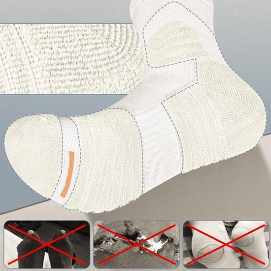 Hardloopsokken voor Mannen en Vrouwen - Compressiesokken - Ademend en Comfortabel - Wit - Sportsokken - Wandelsokken - Basketbalsokken - Geschikt voor Dames en Heren — afbeelding 3
