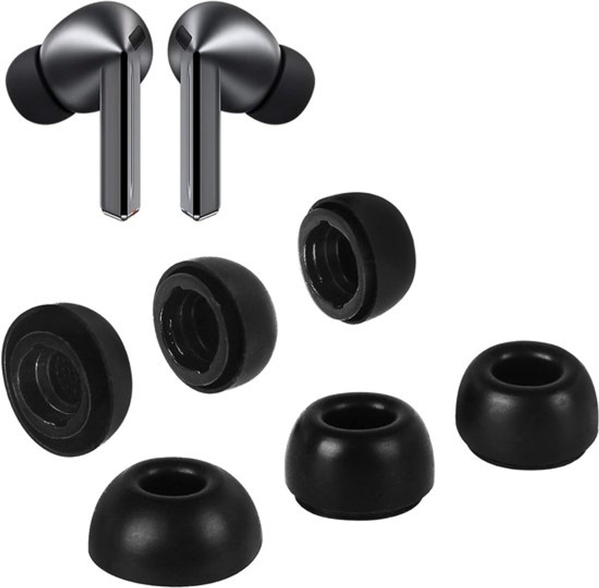 Siliconen Oordopjes voor Galaxy Buds3 Pro - 6 Stuks (S/M/L) Vervangingsset in Zwart voor Comfort en Geluidsisolatie