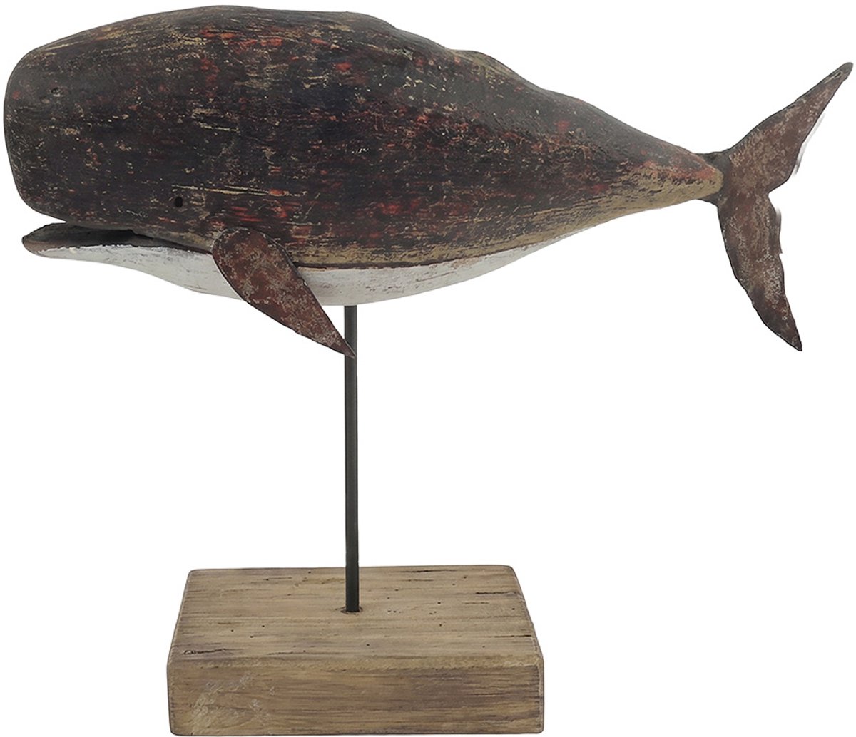 Clayre & Eef Decoratie Beeld Walvis Bruin Hout