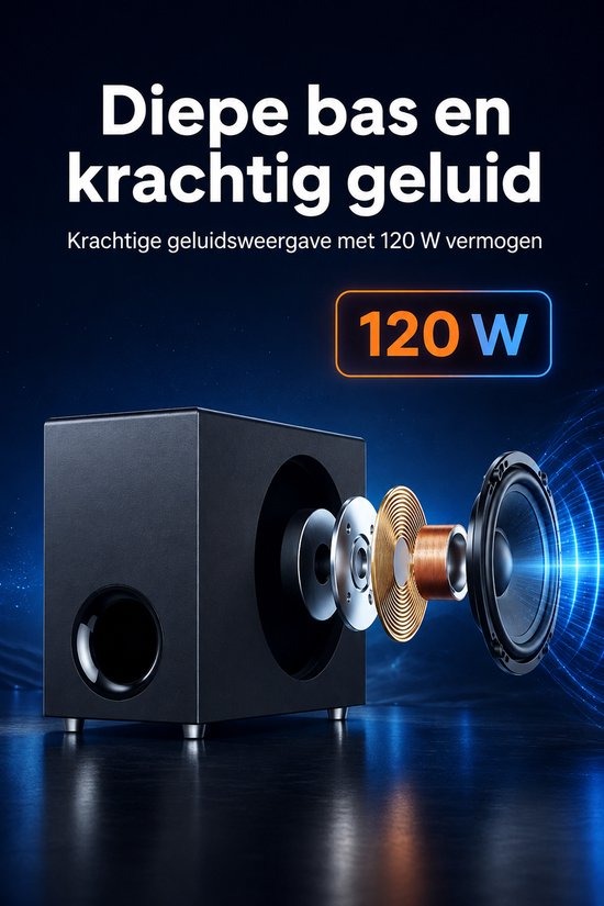 Thuys Soundbar met Subwoofer - 120W - Bluetooth 5.3 - TV Geluidssysteem - Zwart van Thuys — afbeelding 3
