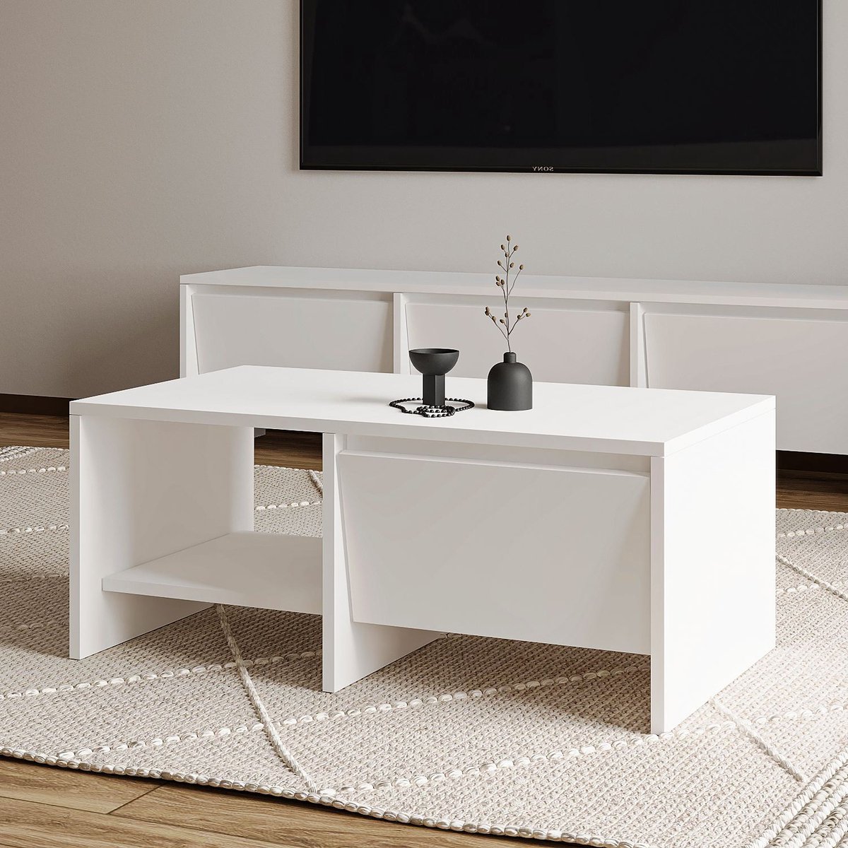 Asir - Salontafel - Wit - 90 x 45 x 35 cm