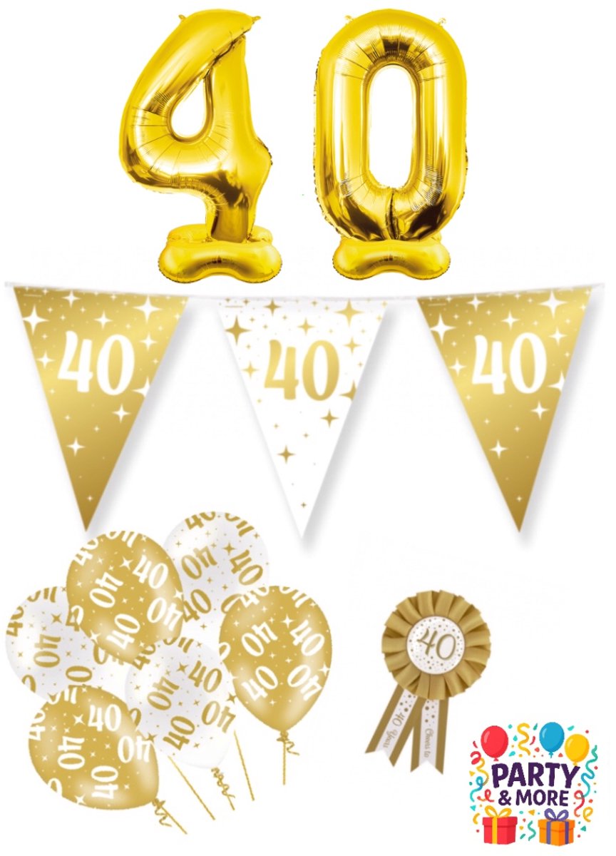 Party & More - 40 jaar verjaardag - Luxe Gouden Feestdecoratie Set – Compleet Pakket – versiering - verjaardag