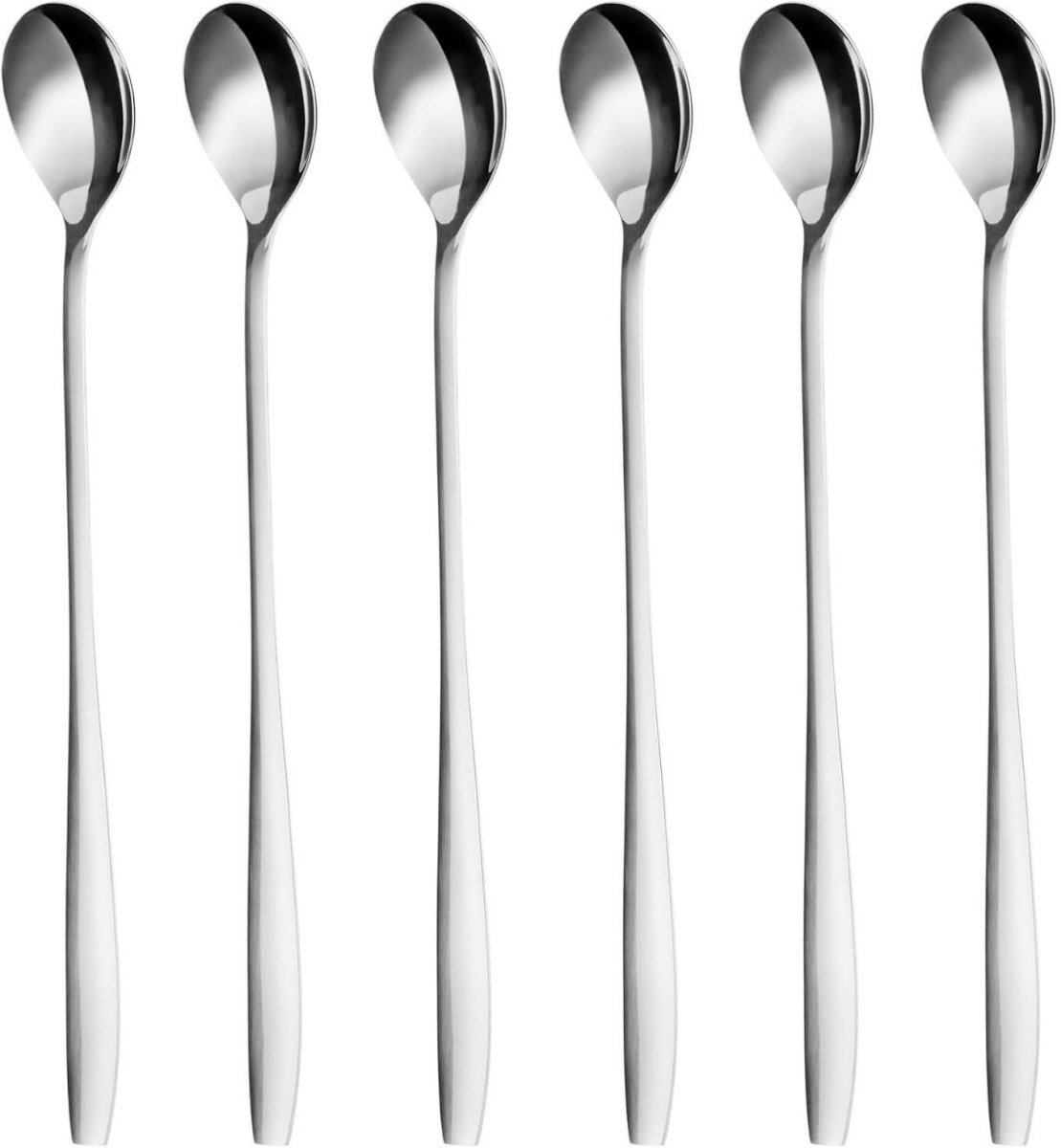 SSTRWGOOD 6 Stuks Dessertlepel - Lange Lepels voor Desserts en Cocktails - 19 cm RVS Lepels met Verlengd Handvat - Gladde Ronde Randen - Geschikt voor Vaatwasser - Roestvrij Staal Set
