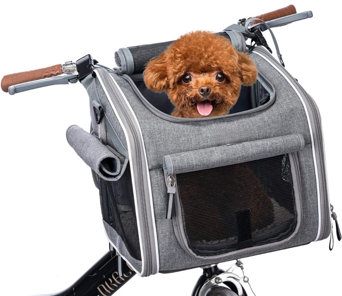 NIVA® Fietsmand Hond - Hondenmand - Fietsmand Hond Voorop - Grijs - 32cm x 27cm x 32cm