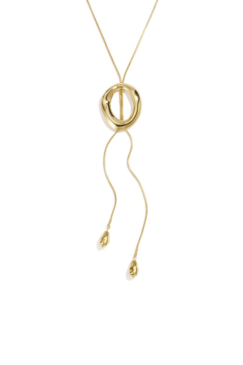 Lange Schakelketting met Onregelmatige Vorm Hanger – RVS - Goud