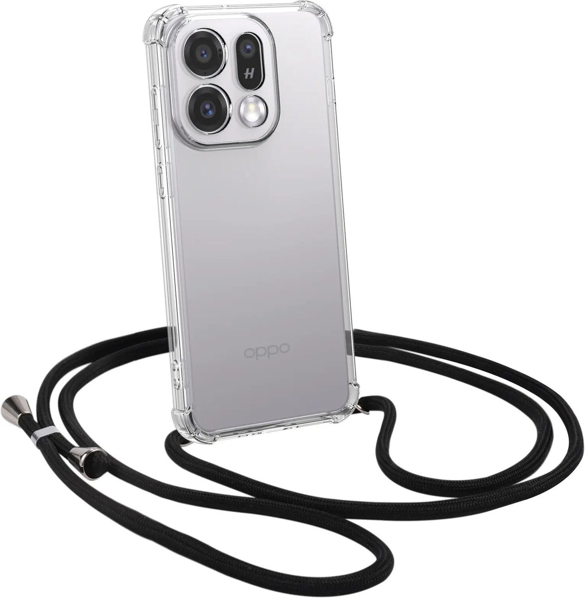 Transparant Hoesje met Koord Geschikt voor Oppo Find X9 - Case Schokbestendig TPU - Shockproof Back Cover met Ketting - Doorzichtig