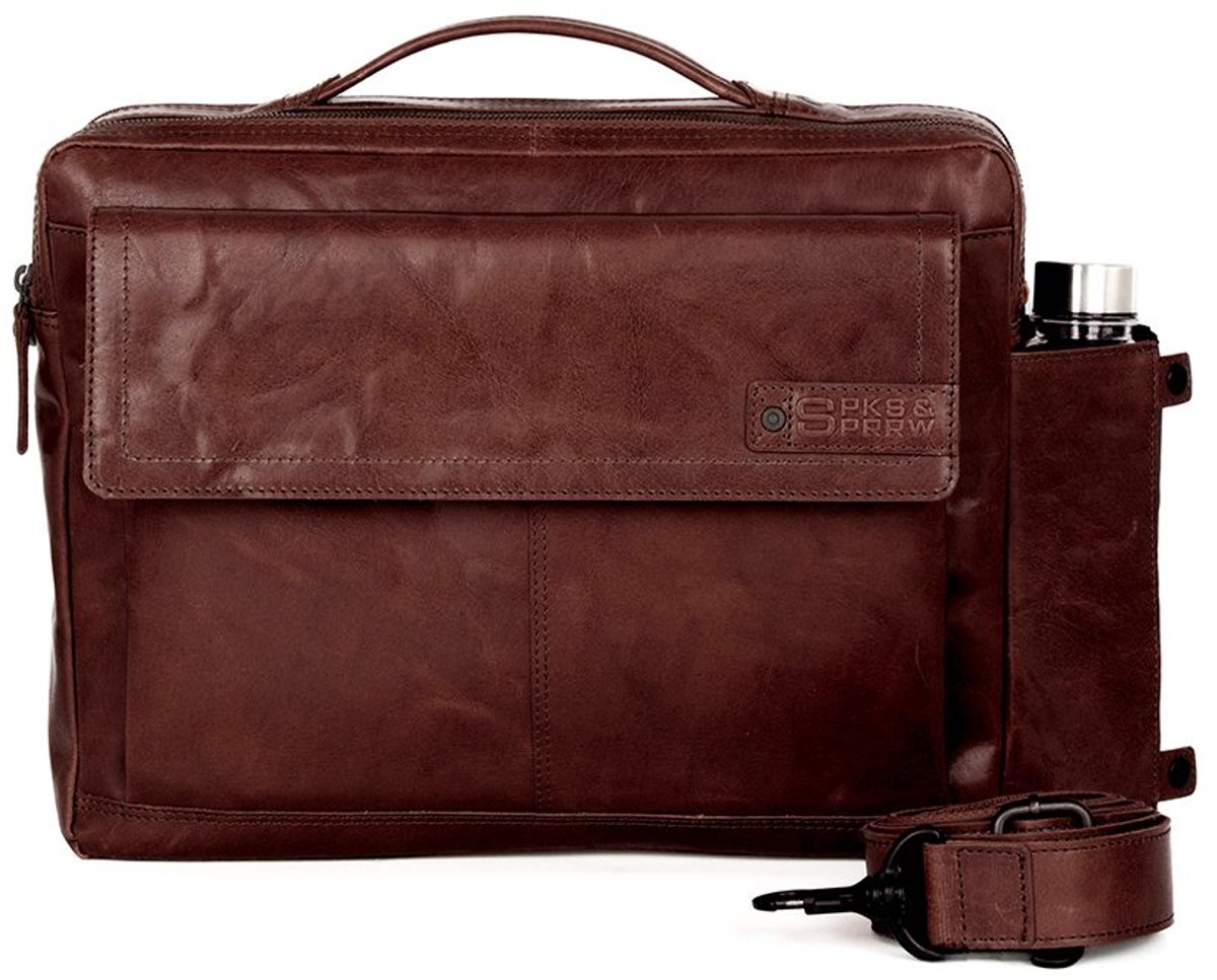 Leren Laptoptas - 15.6 inch - Henry - Donkerbruin
