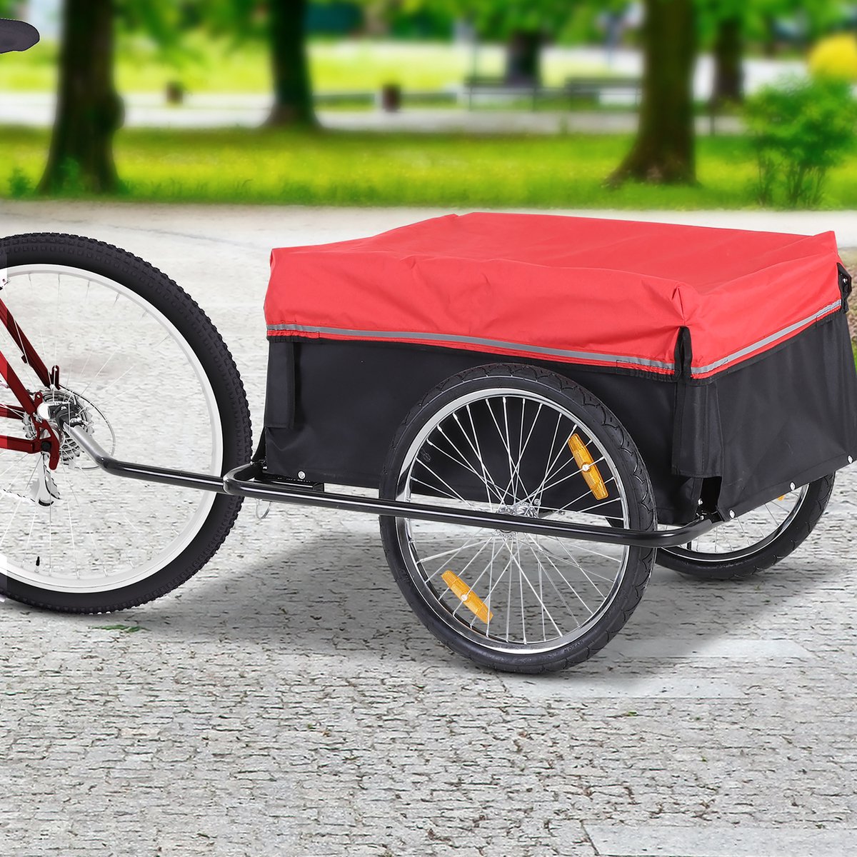 COVREO Fietskar 140x88x60 cm zwart rood Oxford, 40 kg draagvermogen