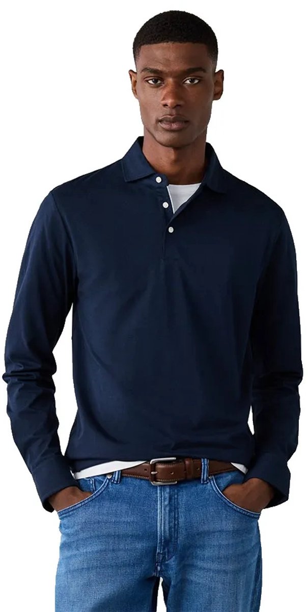 Hackett Hm5500049 Lange Mouw Poloshirt Blauw XL Man