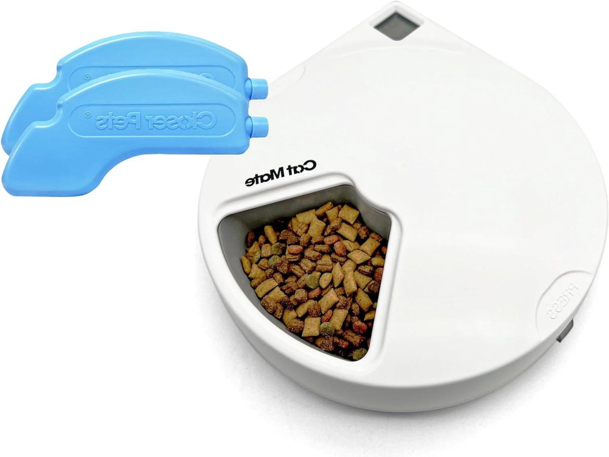 Automatische Voerautomaat - Voerdispenser Huisdier - Voeding Plannen - Vijf Porties Vers - 30 cm - Wit