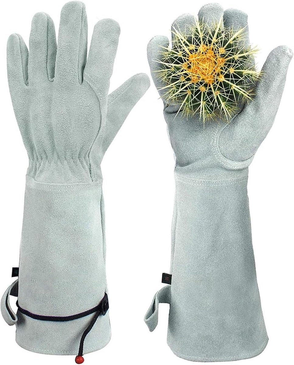 Rozen snoeihandschoenen voor dames| Lange leren tuinhandschoenen| Doornbestendige beschermhandschoenen| Krasbestendige veiligheidshandschoenen | Geschikt voor rozen snoeien, cactussen en stekelige planten | Tuinieren voor thuis en hobbytuin| Cyslmuk®
