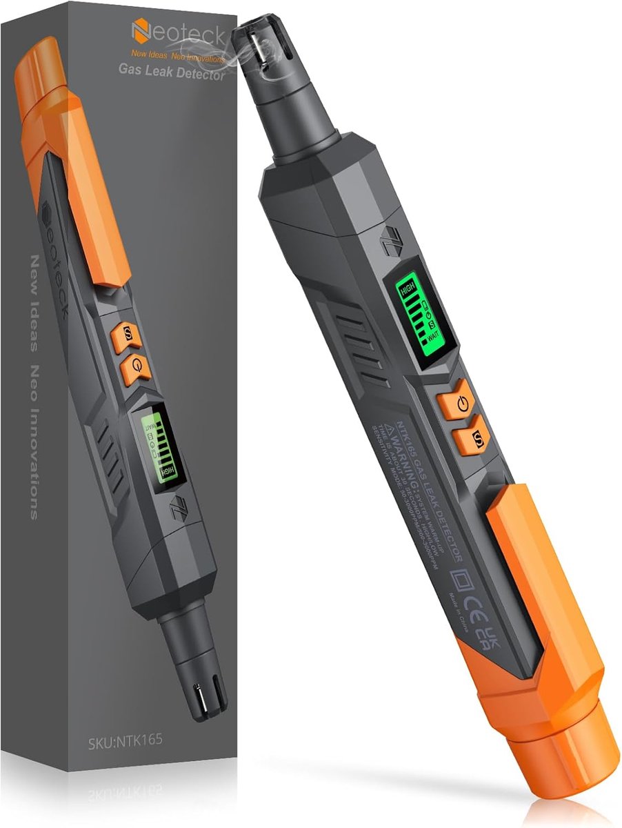 Gaslekdetector – Draagbare Gasmelder – Visueel & Hoorbaar Alarm – Voor Aardgas, Methaan & Propaan – Incl. Batterijen