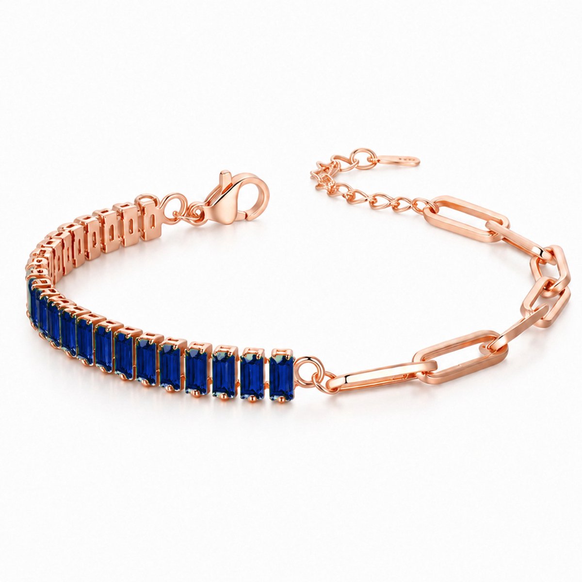 LGT JWLS - Dames armband - Schakelarmband - Donkerblauwe zirkonia