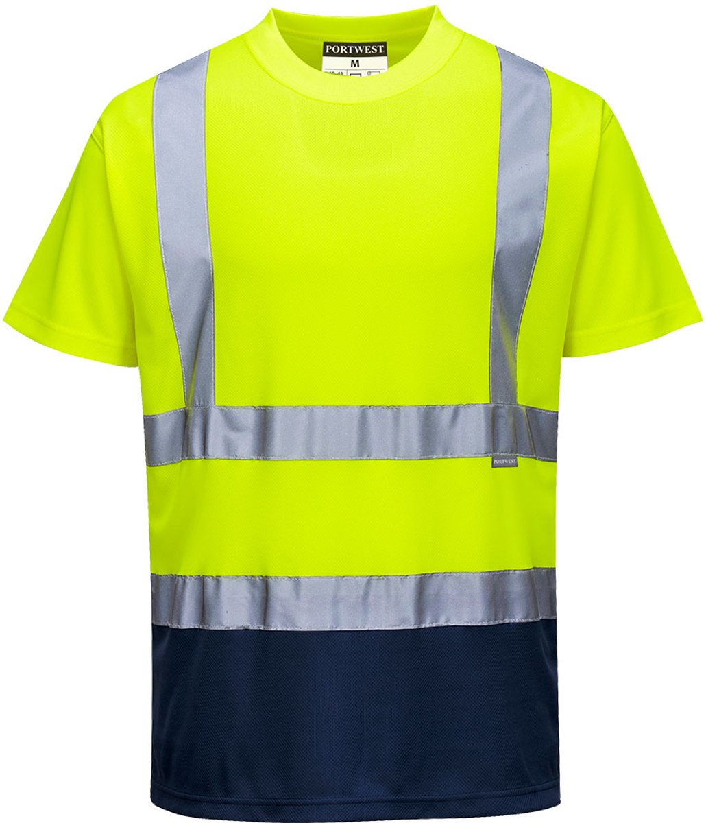 Portwest Tweekleuren T-shirt S378 - Geel/Marine - L