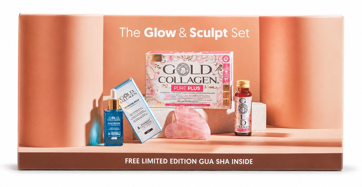 Limited Edition - Gold Collagen Pure Plus 8000 mg (10x50ml) + Hydra Essence Serum (30ml) + gift GUA SHA - Combineer jouw beauty van binnenuit met de dagelijkse routine
