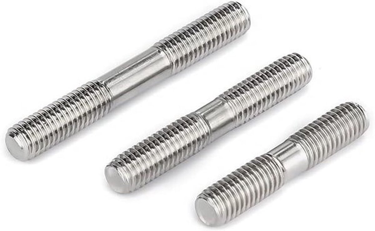 Roestvrijstalen Dubbele Hoofd Eind Schroefbout Studs M8×150mm - Set van 2 stuks - Corrosiebestendige bevestigingsmiddelen.