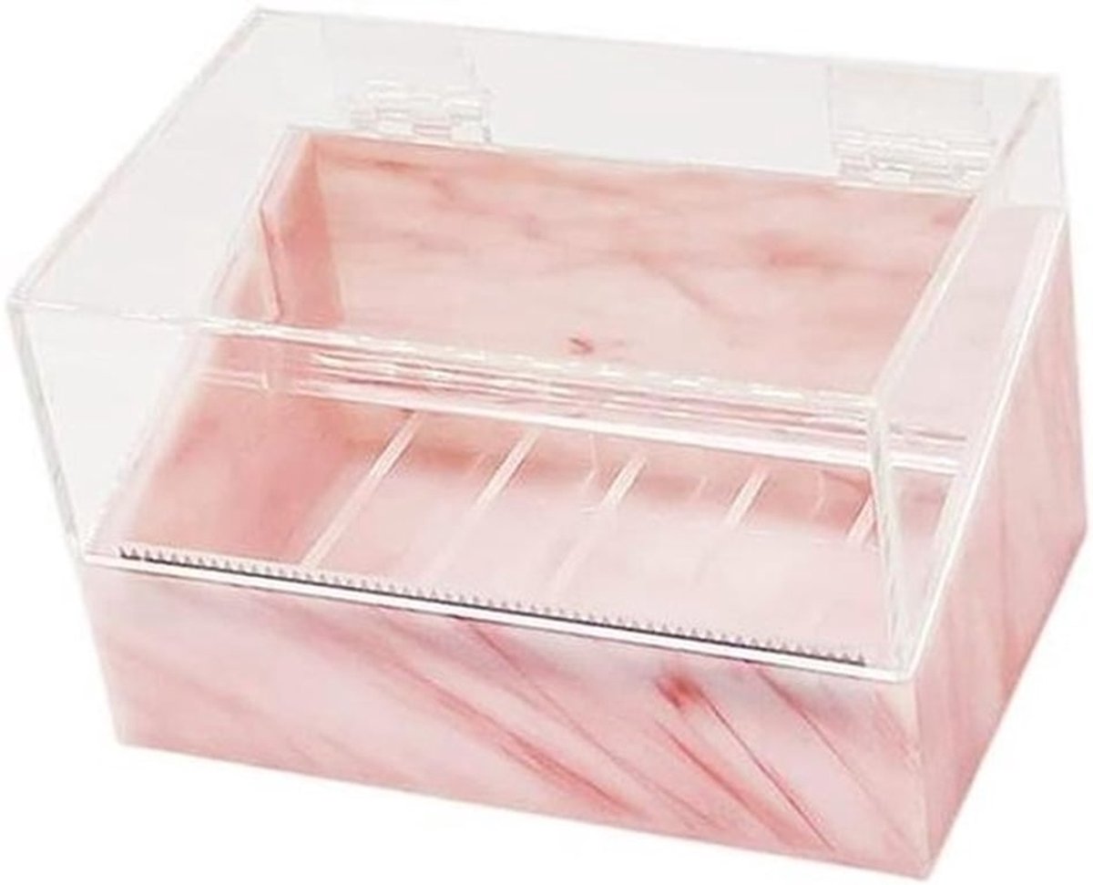 - Wimpertapesnijder - Roltapehouder - Roze - Tapehouder - Opbergdoos - Meerdere roosters - Valse wimpers - Marmeren stijl.