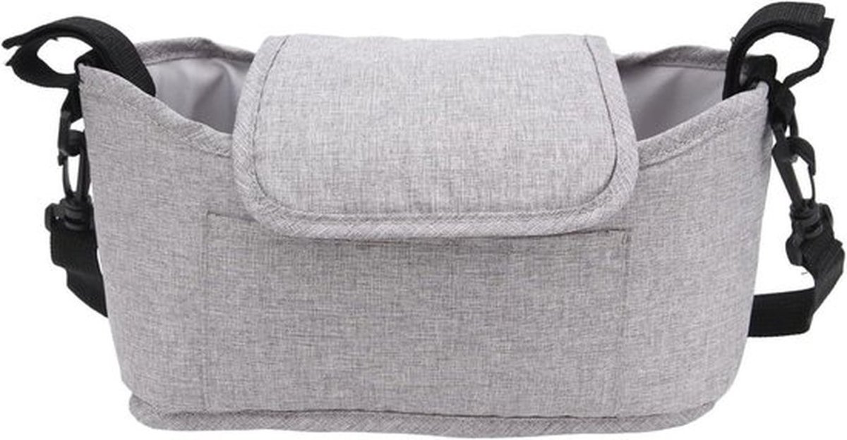 Kinderwagen Organizer, Kinderwagen Accessoires Tas Grote Ruimte Baby Trolley Tas Compatibel met Elke Kinderwagen (Grijs)