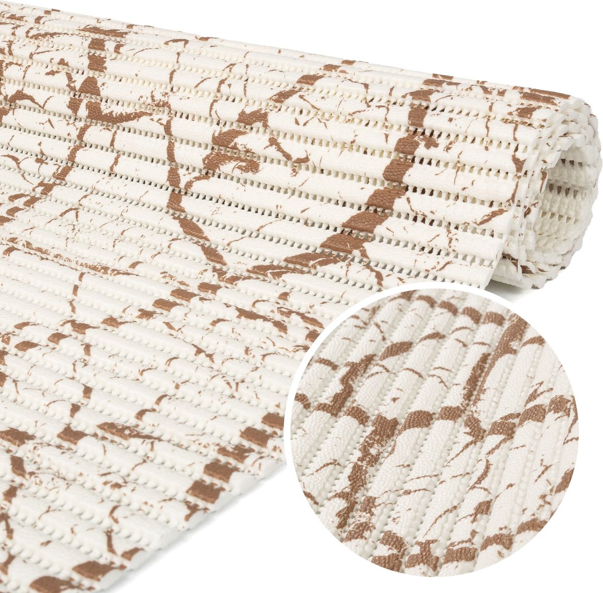 ANRO Badmat Marmer Beige 65x1000cm Antislip Douchemat Afwasbaar Sneldrogend