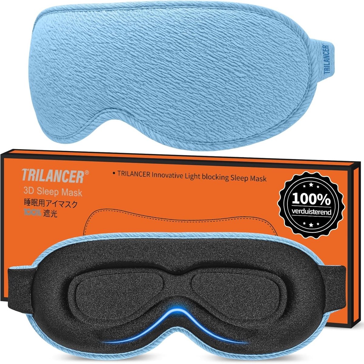 Innovatief Slaapmasker Sleep Mask voor Mannen en Vrouwen,100% Lichtblokkerend Ontwerp Oogmasker,Eye Mask, Nachtmasker,om te Slapen, een Dutje te Doen, Mediteren, Reizen, In Het Vliegtuig (Blauw)
