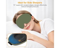 Gritin 3D Slaapmasker voor Zijslapers, Ademend en Lichtdicht- Olijfgroen | Slaapmasker voor Mannen en Vrouwen, Verstelbare Elastische Band, Ergonomisch Oogmasker voor Slapen, Dutjes, Reizen en Vliegen