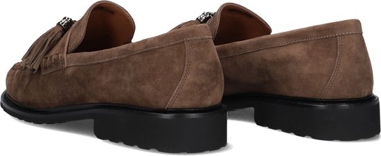 Bruine suède loafers van Stefano Lauran met kwastjes en decoratieve gesp.