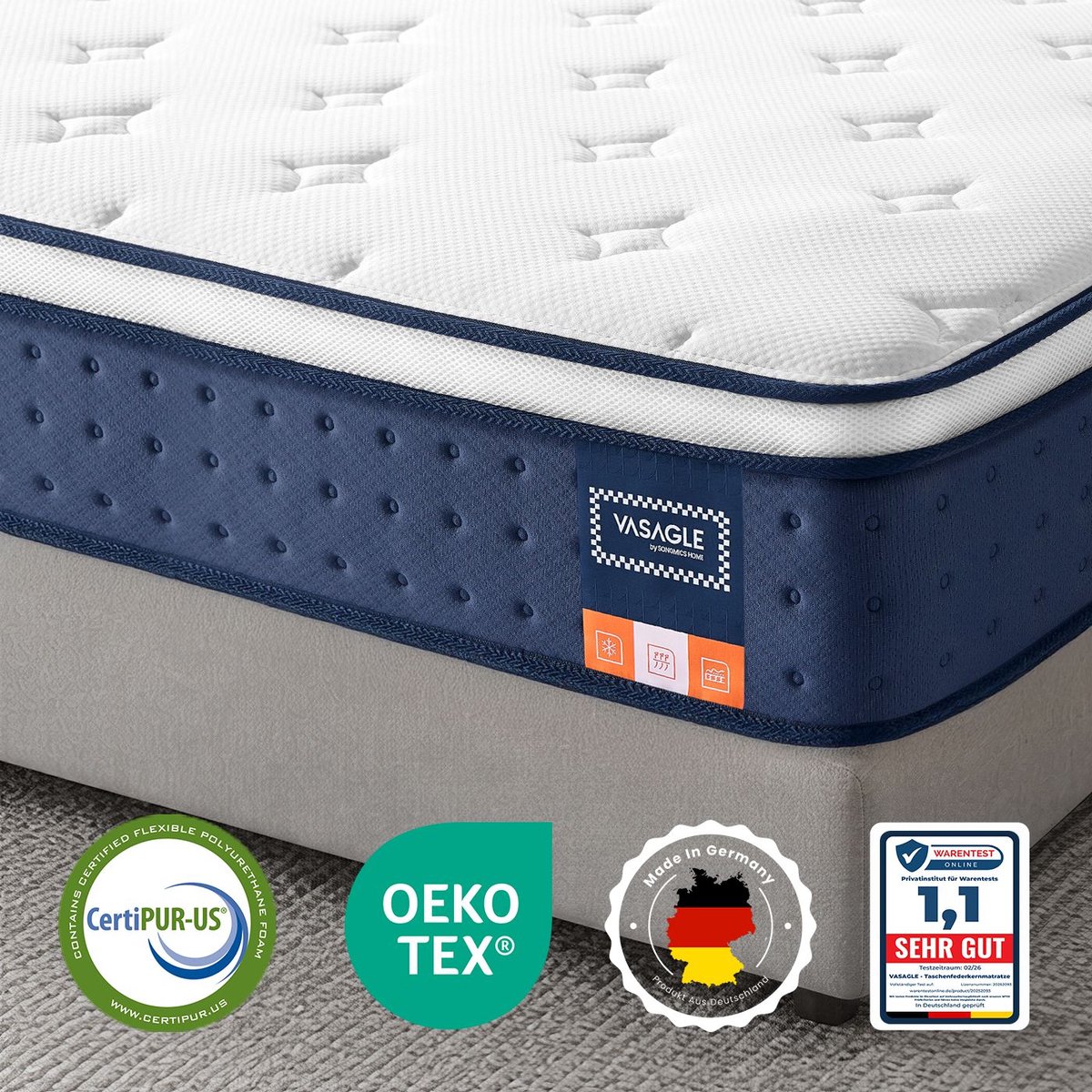 Matras – Blauw – 200 x 140 x 25 cm