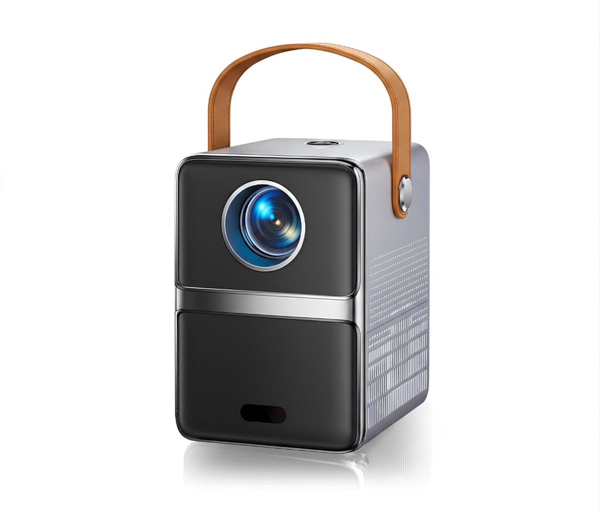 NIVA® Mini Beamer - Officiële Miniprojector van Netflix - Slimme Projector - Zilvergrijs - 8cm x 11cm x 18cm