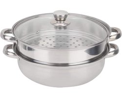 Stoompan met 2 Lagen - Stoofpan Stoomkoker - Gezond Koken - Stapelbaar Ontwerp - 27 cm Diameter -…