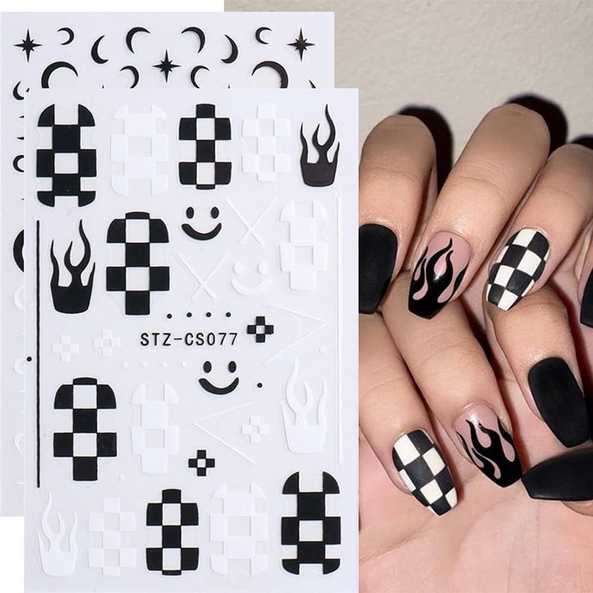 2stuks- Nagelstickers-Nagelstickers Halve maan- nagelstickers velletjes-3D nagel stickers -Nail Stickers- Nagel decoratie-Zelfklevende nagelstickers-Nagelversiering-DIY nagelkunst-Voor Nagelontwerpen-Nail Decals