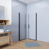 Aica quart de rond-qualité supérieure cabine de douche 80x80x195 cm avec double porte battante-verre de sécurité trempé 6 mm à traitement easyclean-profilé aluminium noir mat