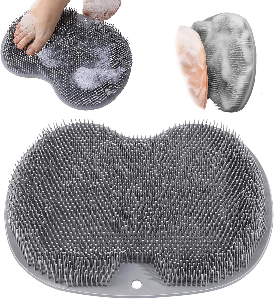 1 stuk - Douche voet reiniging borstel - Wand bad massage mat - rug reiniging borstel - achterkant met anti-slip zuigplaat - verbeteren van de bloedsomloop - kalmerend voet pijn - grijs