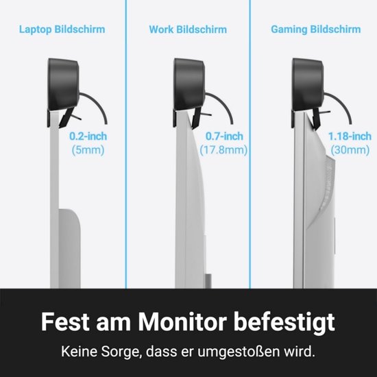 SnelShoppen - USB PC Speakers met Clip, 10W HD Stereo Geluid, Compacte Monitor Speakers voor Laptop, Desktop, Outdoor, Plug & Play, Zwart van Snelshoppen — afbeelding 4