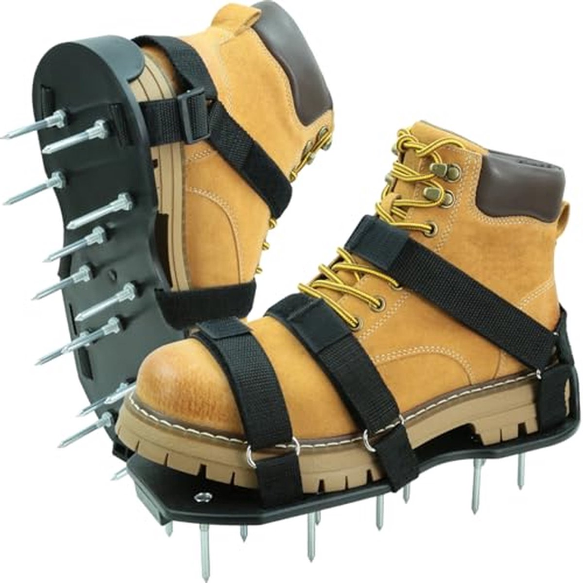 Gazonbeluchter Schoenen - Nagelschoenen Aerificeerder - Gras Ventileren - Nieuw Klittenband Ontwerp - Één Maat - Zwart