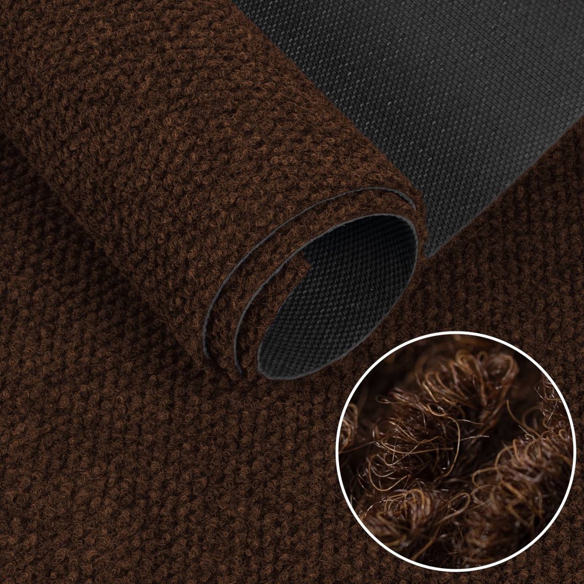 ANRO Schoonloopmat BOB Bruin 120cm x 10m – Tapijtloper Vuilvangmat Antislip Op Maat Entree Kantoor
