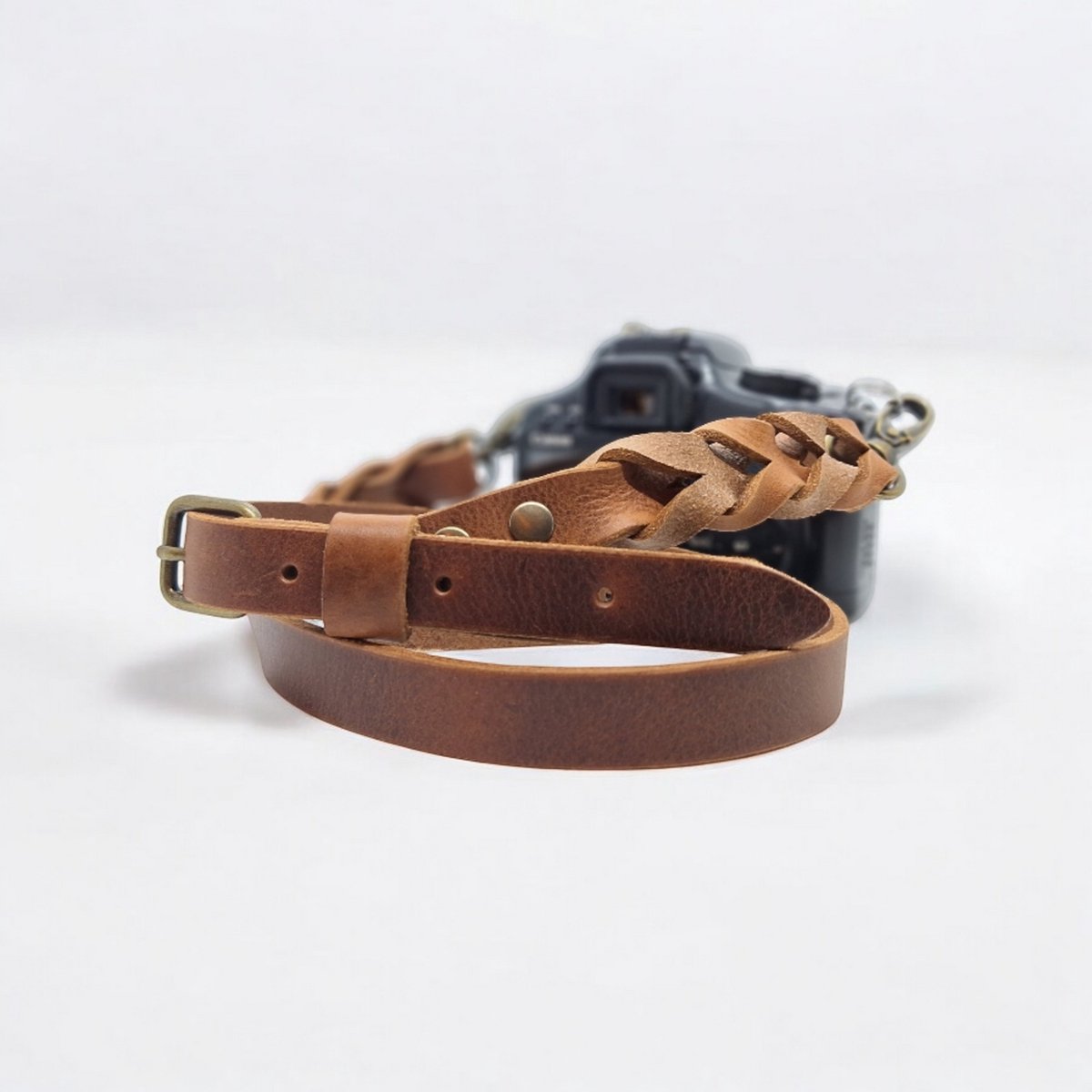 Cooper & Quint Leren Camerariem - Bruin - Zilver