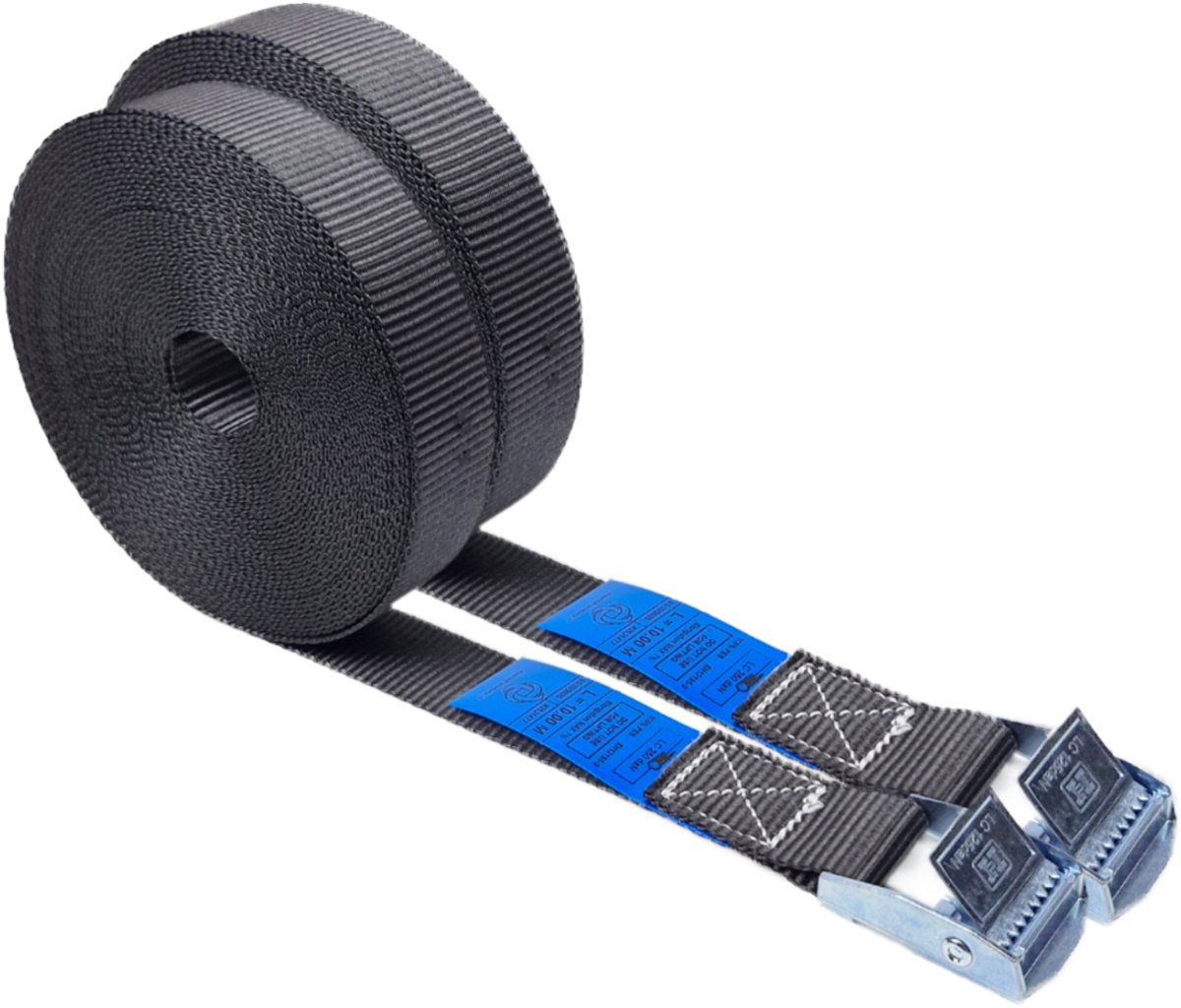 BCF-Products - Spanbanden - 10 meter - 2 stuks - Zwart - Sjorband - Spanriem - Bindriem - met Gesp