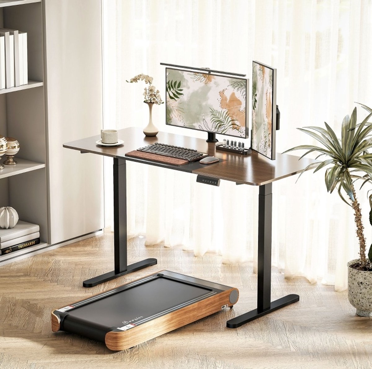 MEUNIQ Elektrisch verstelbaar bureauonderstel 70-118 cm met dubbele motor, 3 geheugenstanden, botsbeveiliging, geschikt voor bureaublad 120-200 cm, zwart