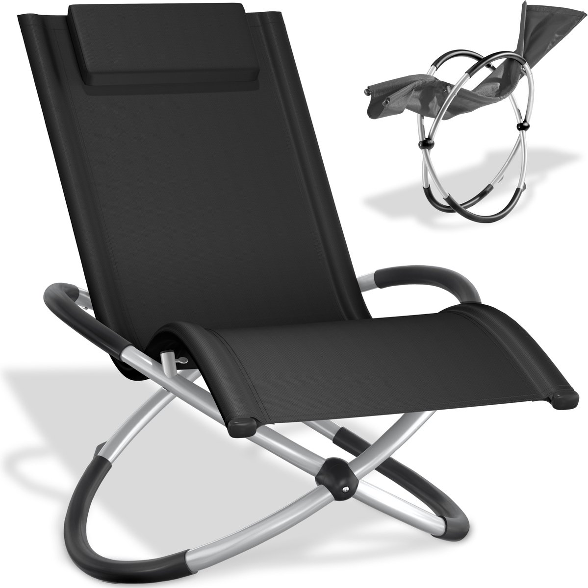 tectake® - ligstoel ligbed zonnebed - Ergonomisch opvouwbaar - Draagkracht 150 kg - zwart